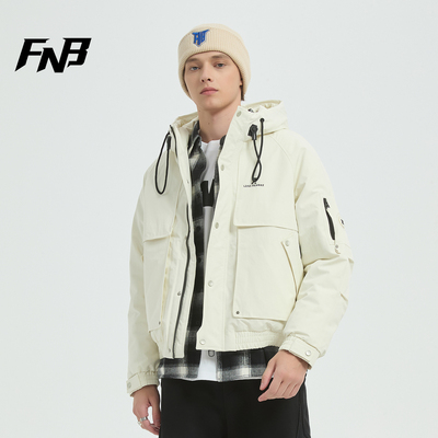 FNB美式工装风连帽羽绒服鸭绒90男女户外多口袋加厚保暖外套冬季