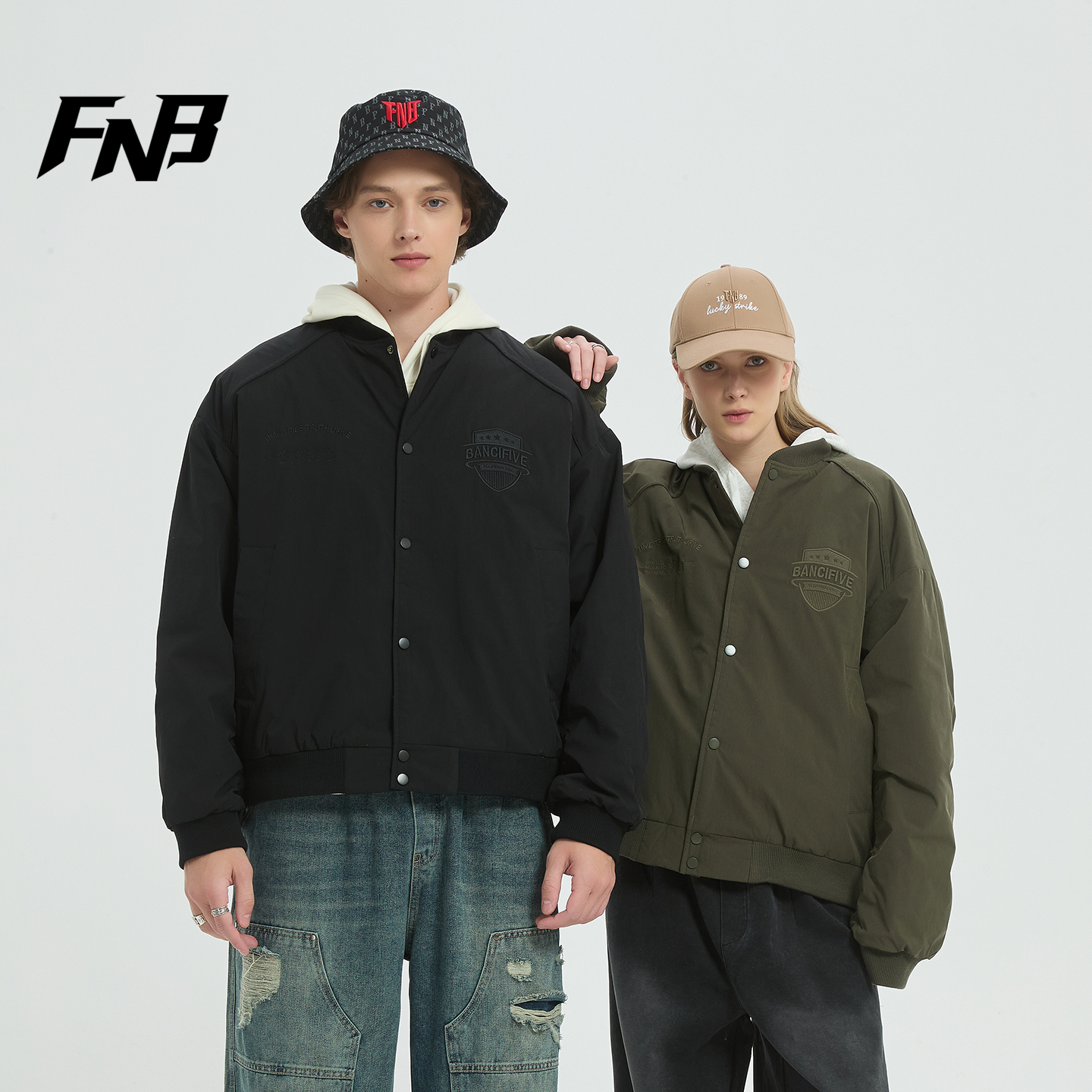 FNB棒球夹克美式潮牌25秋冬新款男女款刺绣徽标长袖外套潮流街头