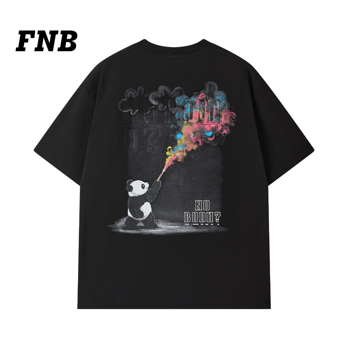 美国FNB26新款夏季短袖T恤男女字母印花熊猫图案宽松百搭休闲上衣