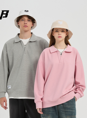 FNB多巴胺polo领卫衣男女潮牌2025秋冬新款假两件极简宽松情侣装