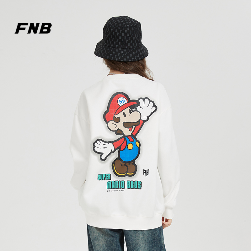 FNB旗舰店马里奥圆领卫衣男女款超级玛丽印花潮流秋季新款青少年