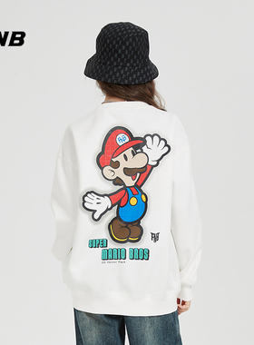 FNB旗舰店马里奥圆领卫衣男女款超级玛丽印花潮流秋季新款青少年
