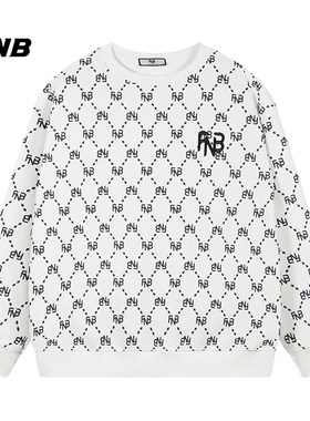 FNB满印字母潮牌美式卫衣春秋新款男女情侣圆领休闲套头打底上衣