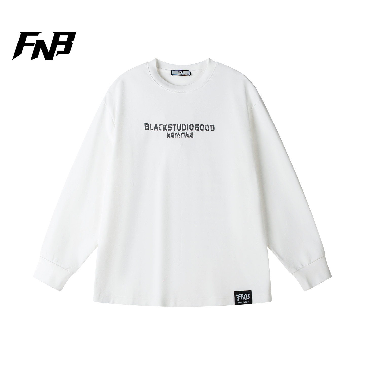 FNB美式潮牌极简风卫衣男女同款秋字母印花长袖休闲街头风打底衫