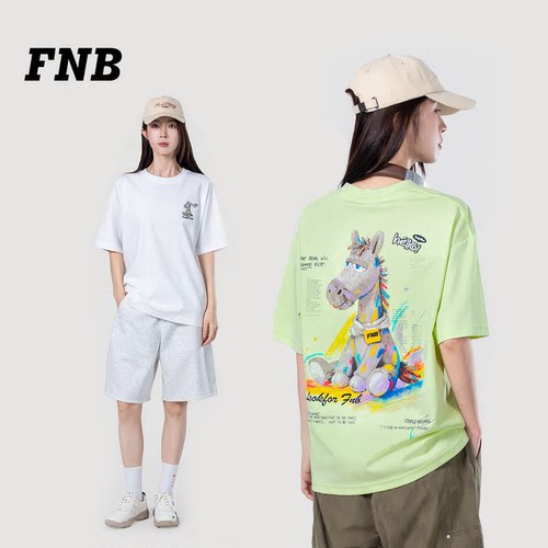 FNB潮牌卡通印花宽松短袖T恤
