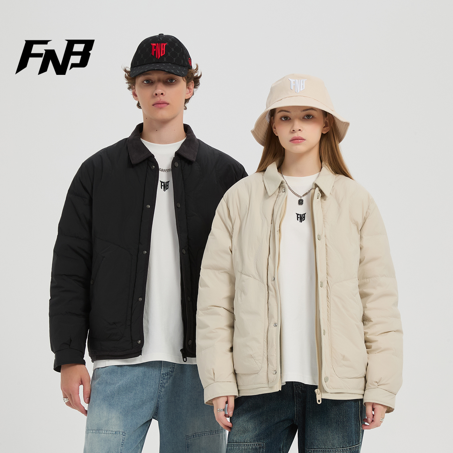 FNB潮牌翻领羽绒服男冬季轻薄鸭绒工装夹克保暖外套百搭休闲上衣