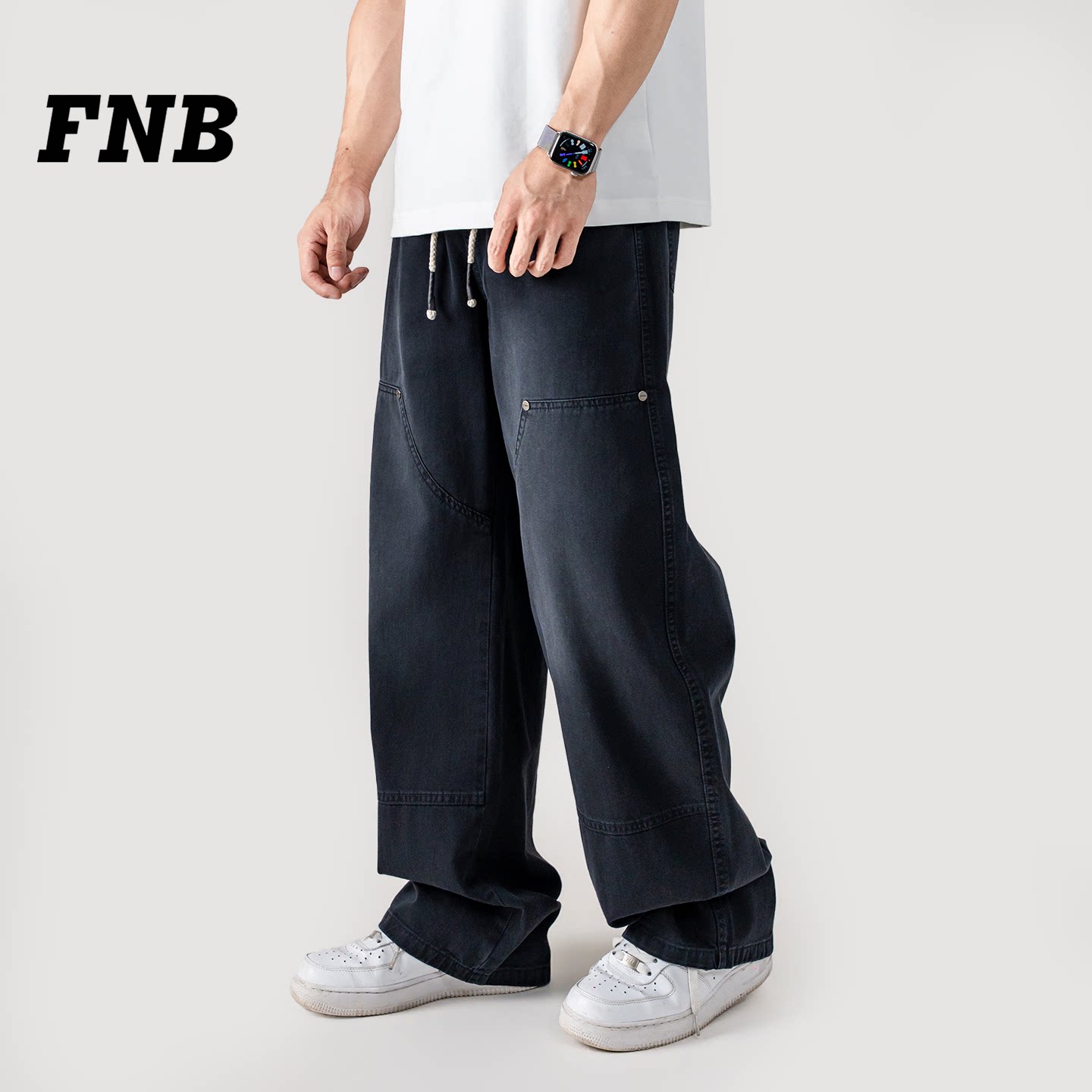 FNB美式风宽松阔腿牛仔裤男女休闲夏季工装垂感直筒高街长裤潮牌