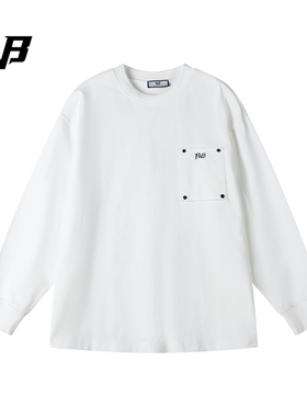 FNB美式潮牌圆领长袖卫衣男女宽松休闲工装口袋字母打底衫T恤秋季