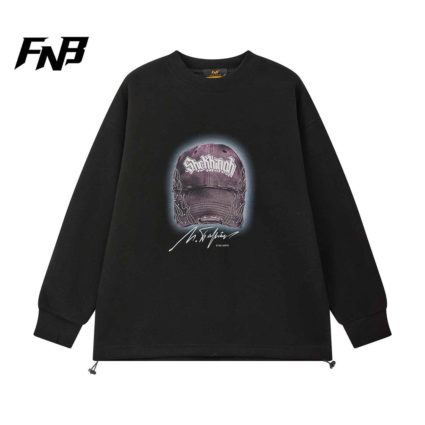 FNB美式高街嘻哈风印花长袖卫衣男女同款潮牌宽松圆领运动上衣秋