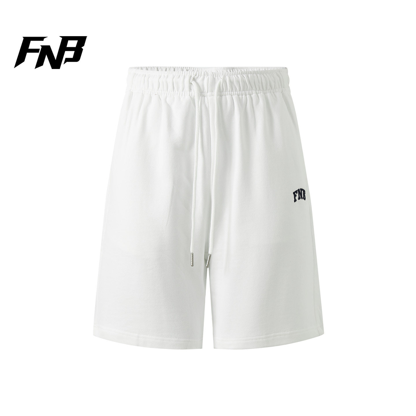 FNB运动短裤男夏季宽松棉休闲五分裤白色抽绳