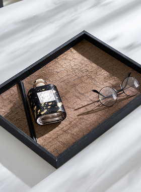 复古中式装饰品宋氏美学摆件软装高级感客厅茶几上实木托盘茶具盘