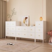 奶油风抽屉柜钢制家用斗柜电视柜多层收纳柜床头储物柜儿童零食柜