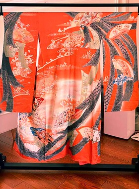 和服衣架日式衣杵衣纹专业展示架和服馆汉服馆大落地架黑色实木架