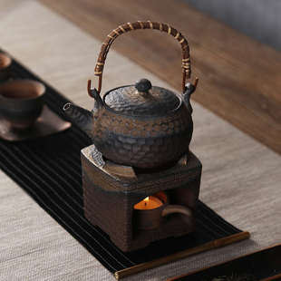 粗陶蜡烛温茶器暖茶炉底座 酒精灯煮茶器陶瓷 加热茶壶台茶具配件