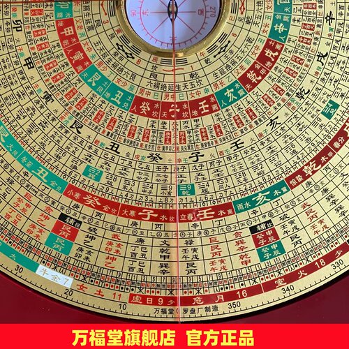 正品万福堂铜面罗盘9寸27层综合盘高精度专业三元三合综合盘