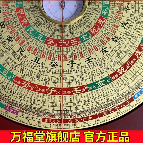 正品万福堂 铜面罗盘高精度专业初学者大字体三元三合综合盘罗经