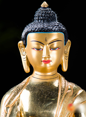 新品阿弥陀铜像全铜鎏金室内家用现代用品客P厅7寸三世佛铜铜像