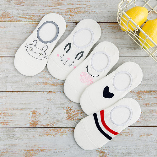新品5Pairs Arrivl Women Socks Funny FruitsM Cute Happy Silic