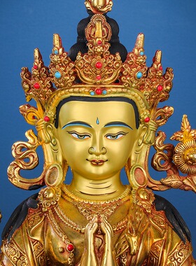 新品15寸四臂观音佛像摆件纯铜红古金观世音藏P传密宗民族佛台供