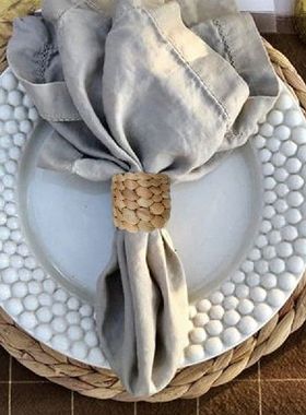 极速24Pcs Napkin Rings,Wauter Hyacinth Napkin Holder Rings -