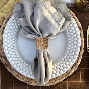 极速24Pcs Napkin Rings,Wauter Hyacinth Napkin Holder Rings -