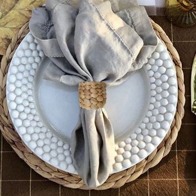 极速24Pcs Napkin Rings,Wauter Hyacinth Napkin Holder Rings -