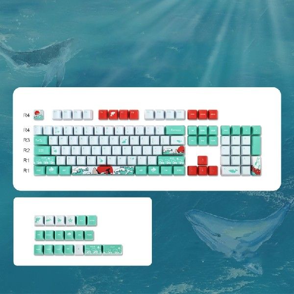 速发Coral Sea Theme Keycap PBT 5 Sides Dye Sublimation Keyca