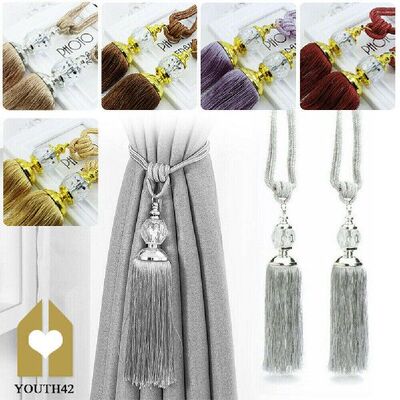 极速1 Pair Luxury Curtaivn Holdbacks Rope Tie Backs Tassel