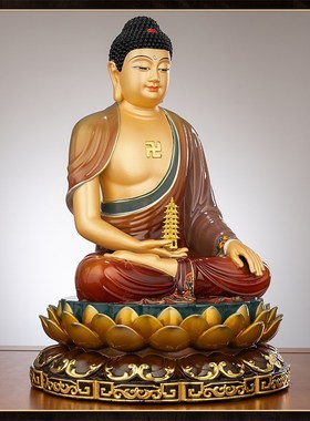 极速台湾纯铜彩绘药师佛家用供奉三宝佛佛堂佛像R阿弥陀佛释迦牟