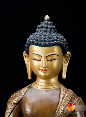 新品药师铜像尼泊尔手工10寸紫铜镀金镀O银家用现代桌面摆件