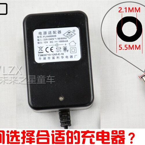 新品FLH富利华6lV12V儿童电动童车充电器遥控摩托汽车电瓶电源适