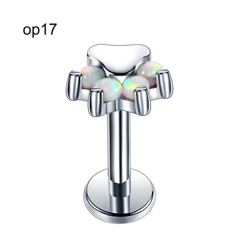 极速1PC Steel Opal oEar Cartilage Tragus Daith Helix Clicker