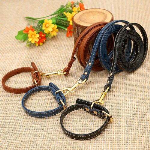 极速Durable PU Leatoher 120CM Pet Dog Leash Walking Training