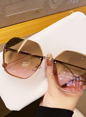 极速2022年新款无框切边圆形z太阳眼镜潮气质太阳眼镜女大脸显瘦