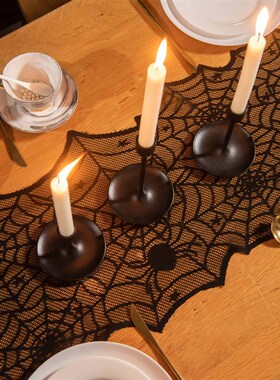 极速Halloween Talble Flag Warp Lace Black Spider Web Ghost F