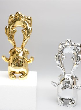 极速现代简约树脂创意大眼猪样板房售楼部家居书房U桌面软装饰品