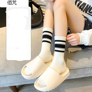 极速袜子女春秋款 鲨 棉潮条纹运动夏天中筒小腿长袜街头Y配小白鞋