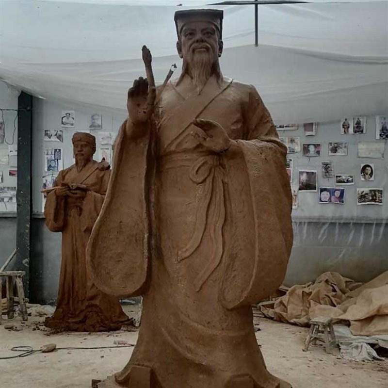 定制王羲之雕塑玻璃钢仿铜古代人物半身雕像铸铝书法学院户外摆件