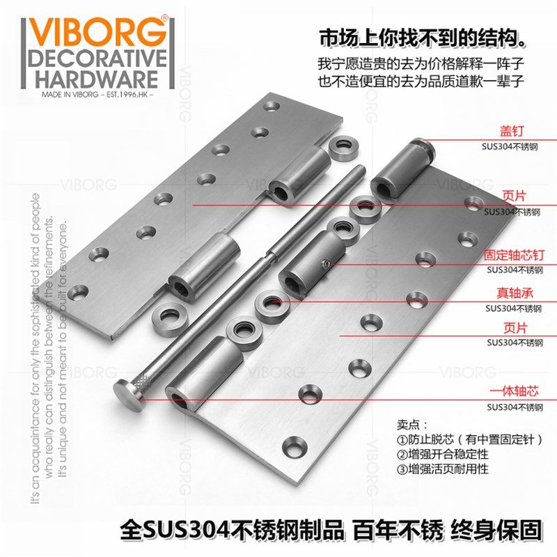 8寸 香港域堡 304不锈钢别墅实木门合页静音轴承合页铰链 单片价