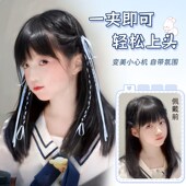 假发辫子女儿童抓夹新中式 丝带编发网红麻花长辫子发饰双马尾假发
