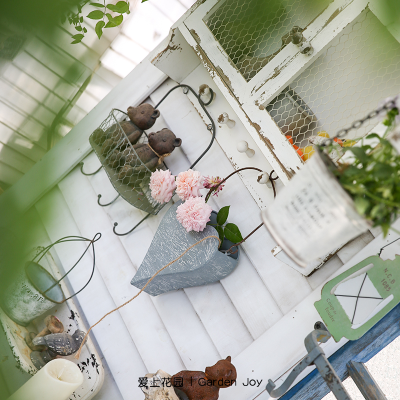 爱上花园丨园艺杂货 做旧花桶 个性爱心铁皮提手包花盆花盒