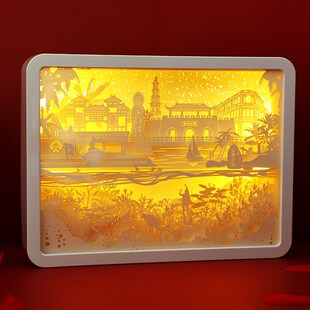 古田会议伴手礼简约3d创意光影纸雕灯DIY红色革命氛围灯来图定制