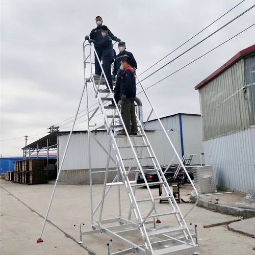 工业登高车铝合金移动工作梯4米围栏安全平台梯子爬梯仓库货架梯