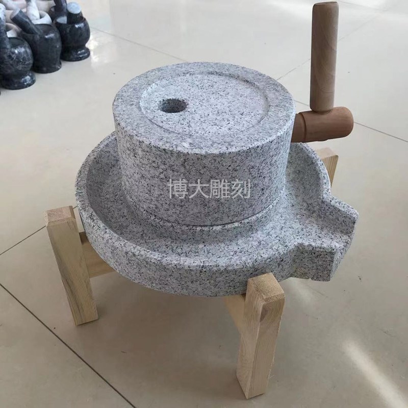 小石磨家用石磨盘手推花岗岩小型电动磨豆浆五谷杂粮室内流水摆件