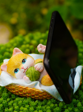 可爱猫咪手机架创意办公桌面装饰小摆件懒人追剧神器女生日礼物