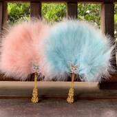 古风天仙羽毛扇汉服配饰团扇手持扇舞台表演舞蹈女神摄影拍照道