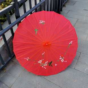 复古防晒绸布油纸伞红色舞蹈伞演出伞古典风走秀伞怀旧吊顶伞包邮