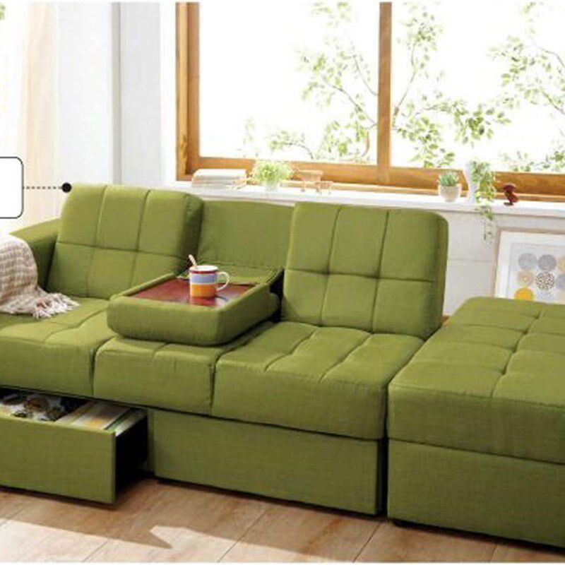 包邮布艺沙发床 双人小户型 可折叠带抽屉收纳脚踏 储物 沙发床