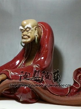 推荐高山流水罗汉弹古琴收藏摆件陶瓷石湾公仔开张送礼客厅玄关