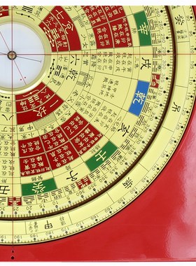 易仙强磁针8寸6三易连山罗盘 双层旋转周易归藏易红色 盘中式摆件